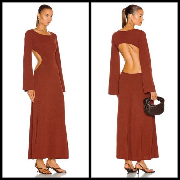 💕CULT GAIA💕 Carla Knit Dress ~ Full Length Gown Cut-Outs Ember Small NWT - Picture 8 of 16